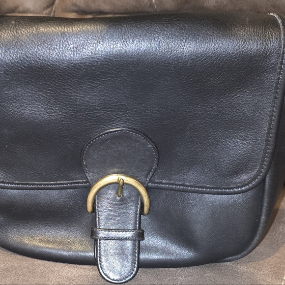 Authentic Rare Vintage Coach Black Genuine Leather Bedford Flap Shoulder Bag4164 - Picture 6 of 12